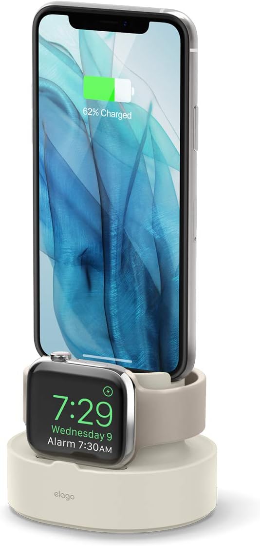 elago 2 in 1 Charging Station for Apple Products Compatible with AirPods 2/1, Apple Wtch Series 8/SE2/7/6/SE/5/4/3/2/1, iPhone 11 and All iPhone Models [Original Cables Rquired] (Classic White)