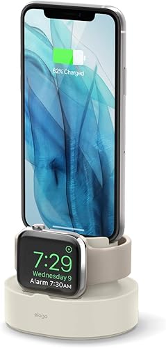 elago Estación de carga 2 en 1 para productos Apple compatible con AirPods 2/1, Apple Watch Series 11/10/9/8/7/6/5/4/3/2/1/SE3/SE2/SE1, iPhone