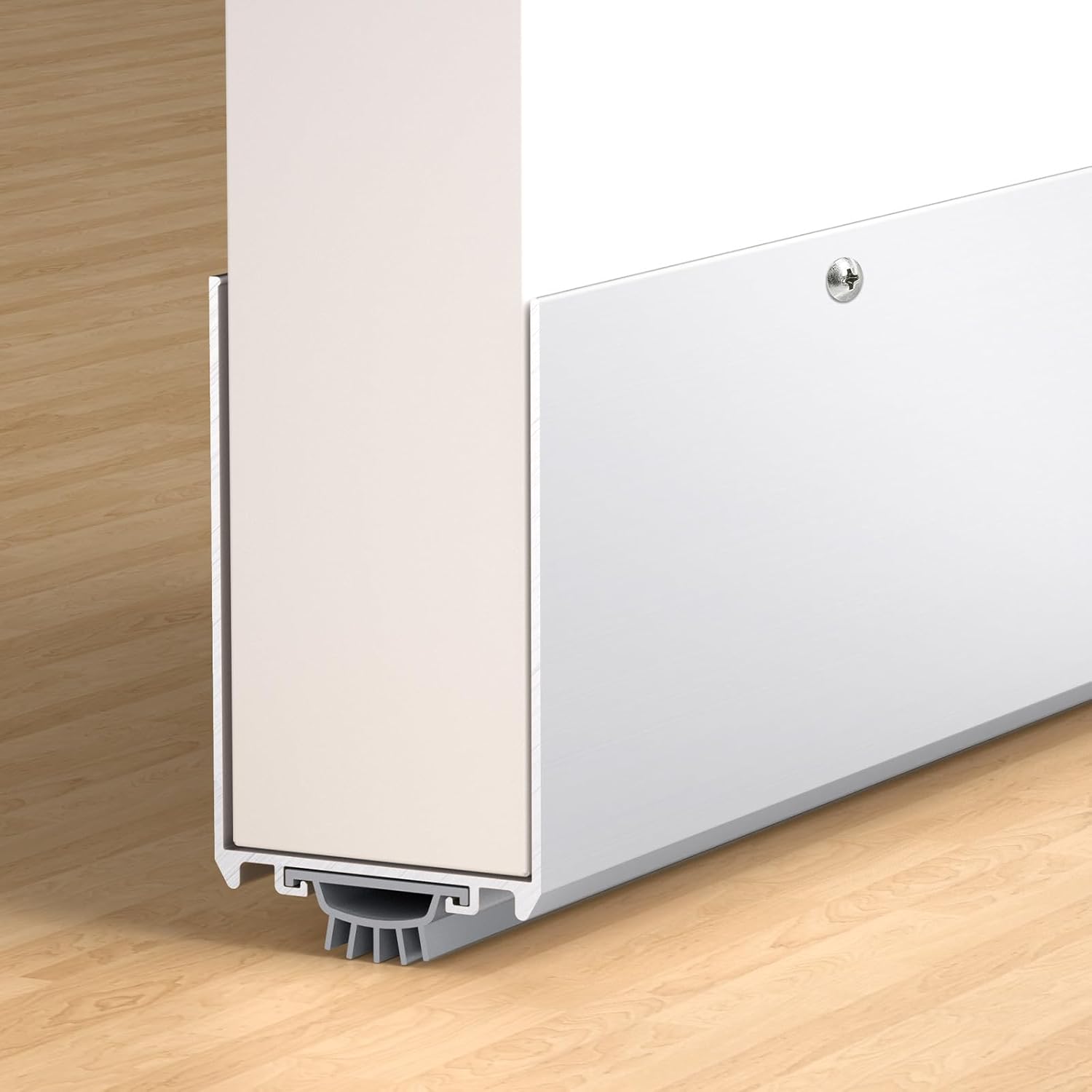 1-3/4" x 48" U-Shaped Door Sweep with Kick Plate, Aluminum Screw-On Draft Stopper, Weather Stripping Seal for Interior Exterior Doors, Blocks Dust Drafts(Silver)