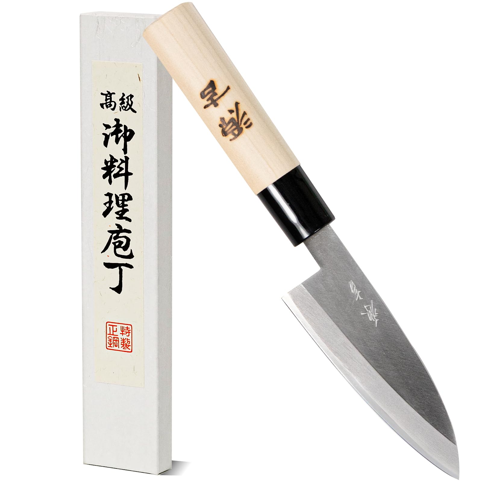 Amazon｜堺源吉 堺の包丁 アジ切り 120mm 鋼 ハガネ 片刃 木柄 和包丁