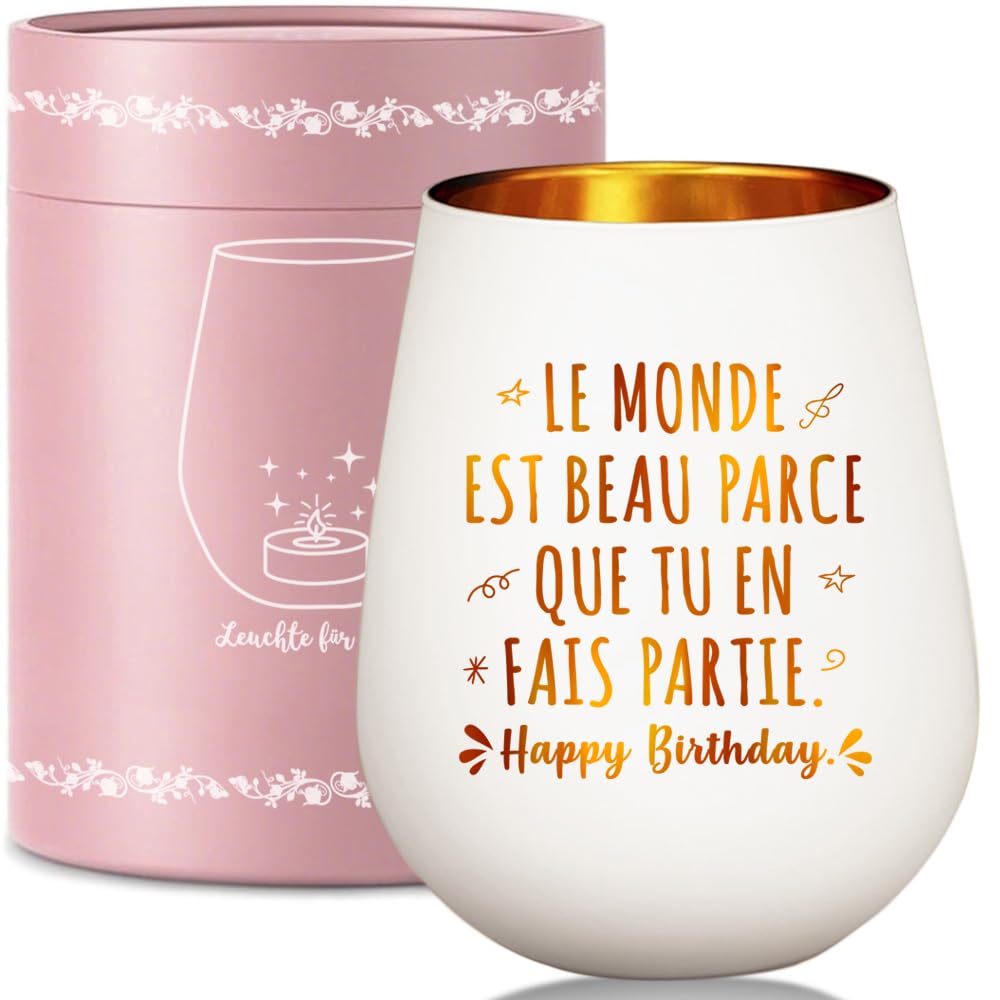 Bougie Bougeoir en Verre Romantique Cadeau Anniversaire Femme Happy Birthday