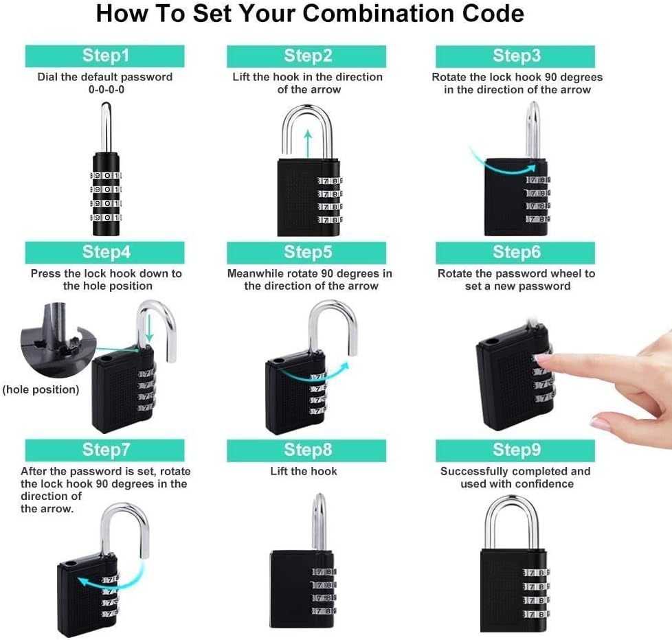 4-Digit Safe PIN Hand Bag Shaped Combination Stainless Steel Padlock Lock (Pack of 1)