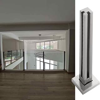 LXLZYXSF Indoor Glass Railing Fence Pole Outdoor Balcony Deck Fencing Baluster Post, 10/12 mm Thick Panel Guardrail Post for Patio Attic (Color : Corner Post, Size : 150cm/59inch)