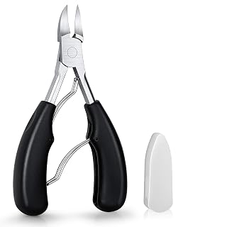QUIQSHIPP Toe Nail Clipper for Ingrown or Thick Toenails, Heavy Duty Toenail Trimmer Nail Clipper Pedicure Tool with Long Handle and Soft Grip for Seniors Black
