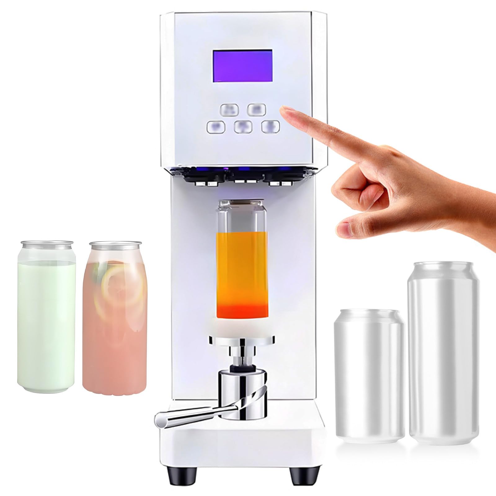 AYCDL Electric Can Sealer with Smart Counter, Adjustable Height Up To 17cm/6.6”, Automatic Tabletop Can Sealing Tool - 2.1" Sealing Dia,White