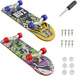 Skate de dedo, 2 Mini Skate, C/Acessórios, Skate Dedo 8 Rodinhas Ferramenta e Parafuso de Montagem