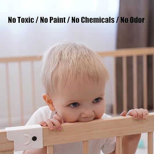 Miniatura 10 de GGF Corralito para bebés para niños pequeños, corralito grande de madera, valla de seguridad para bebés con puerta de bloqueo, 70.9 x 59.05 x 24