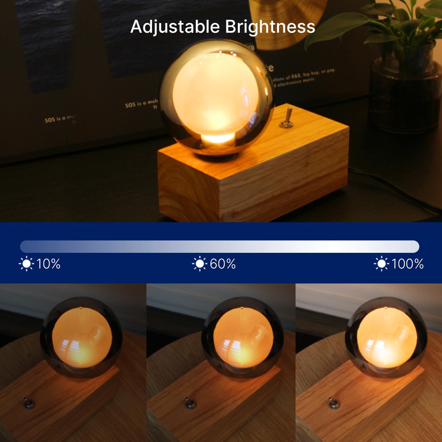 FLSNT G125(G40) Vintage Large Oversized Dimmable LED Edison Bulb, E26 1800K Warm White Extra Big Round Light Bulbs, 4 watt 80LM Decorative Globe Bulbs for Bedroom Living Room Bar and Cafe