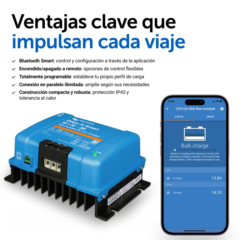 Victron Energy Orion-TR Smart 12/12-Voltios 30 amperios 360-Vatios Cargador CC/CC No Aislado (Bluetooth)