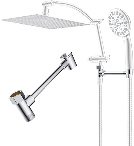 Miniatura 8 de Hibbent Soporte de cabezal de ducha de metal, soporte de brazo de ducha de latón macizo para cabezal de ducha de mano, soporte para vagabundos de