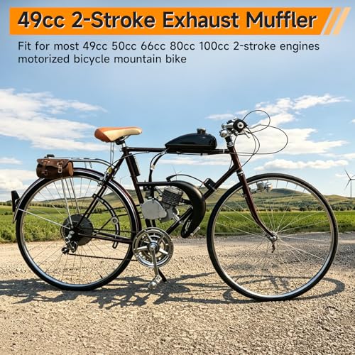Image of FVRITO Motorized Bike Expansion Chamber Exhaust Pipe Muffler Adjustable Kit Compatible with YD100 BT100 Zeda80 YZ80 49cc 50cc 66cc 80cc 2-Stroke Engines Gas Motorized Bicycle Motor Bike with Springs