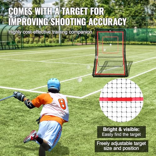 VEVOR Lacrosse-Rebounder für den Hinterhof, 1,5 x 2,1 m großes Volleyball-Rücksprungnetz, Pitchback-Throwback-Baseball-Softball-Return-Trainingsbildschirm, verstellbarer Winkel, Schießübungs-Trainings