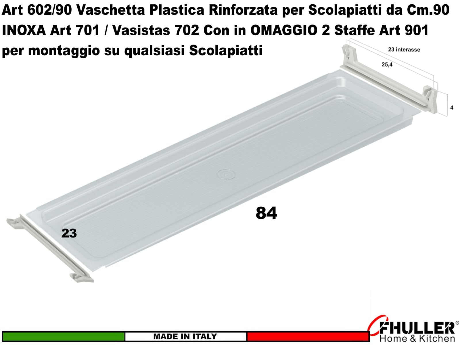 Vaschetta Raccogligocce in Plastica Trasparente 84 cm per Scolapiatti da Incasso per Mobile Pensile cm. 90