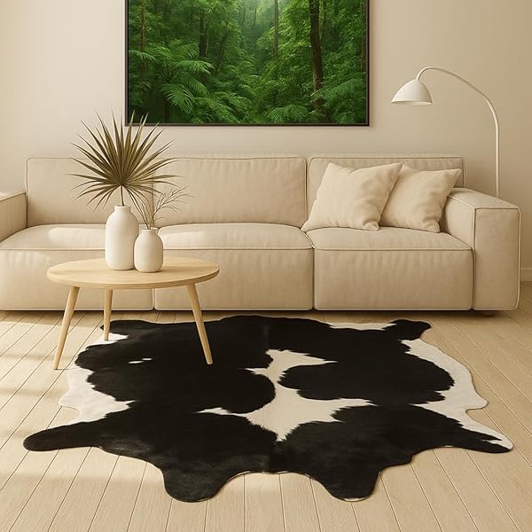 Rustic Cowhide Rug Ideas for Living Room Texture 26 Genuine Black and White Cowhide