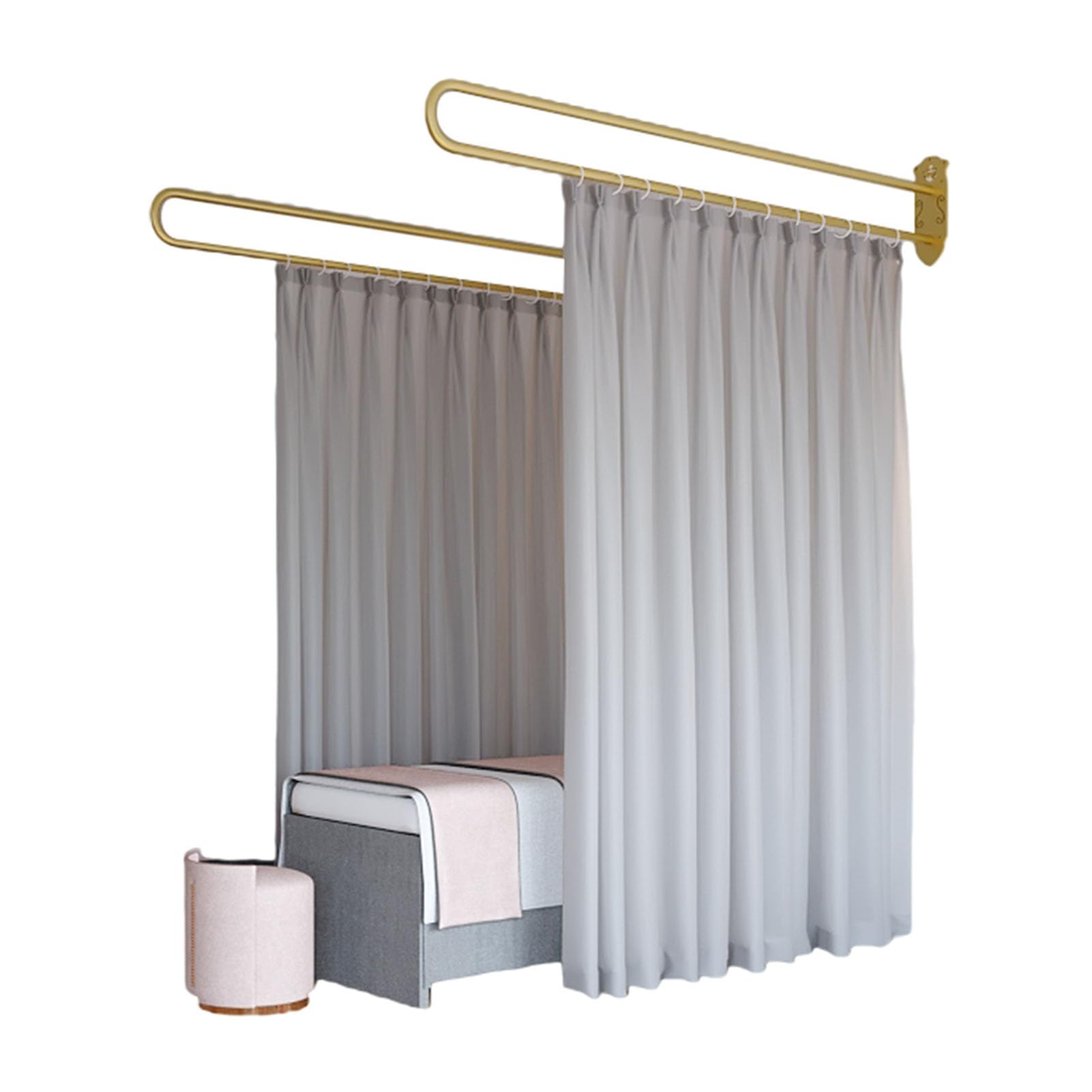 WQPMNYG Beauty Salon Divider Curtain 2.2m UShaped Support Rod SemiTransparent Room Divider for Living Room & Dining Area Adjustable Curtain & Support Rod Set