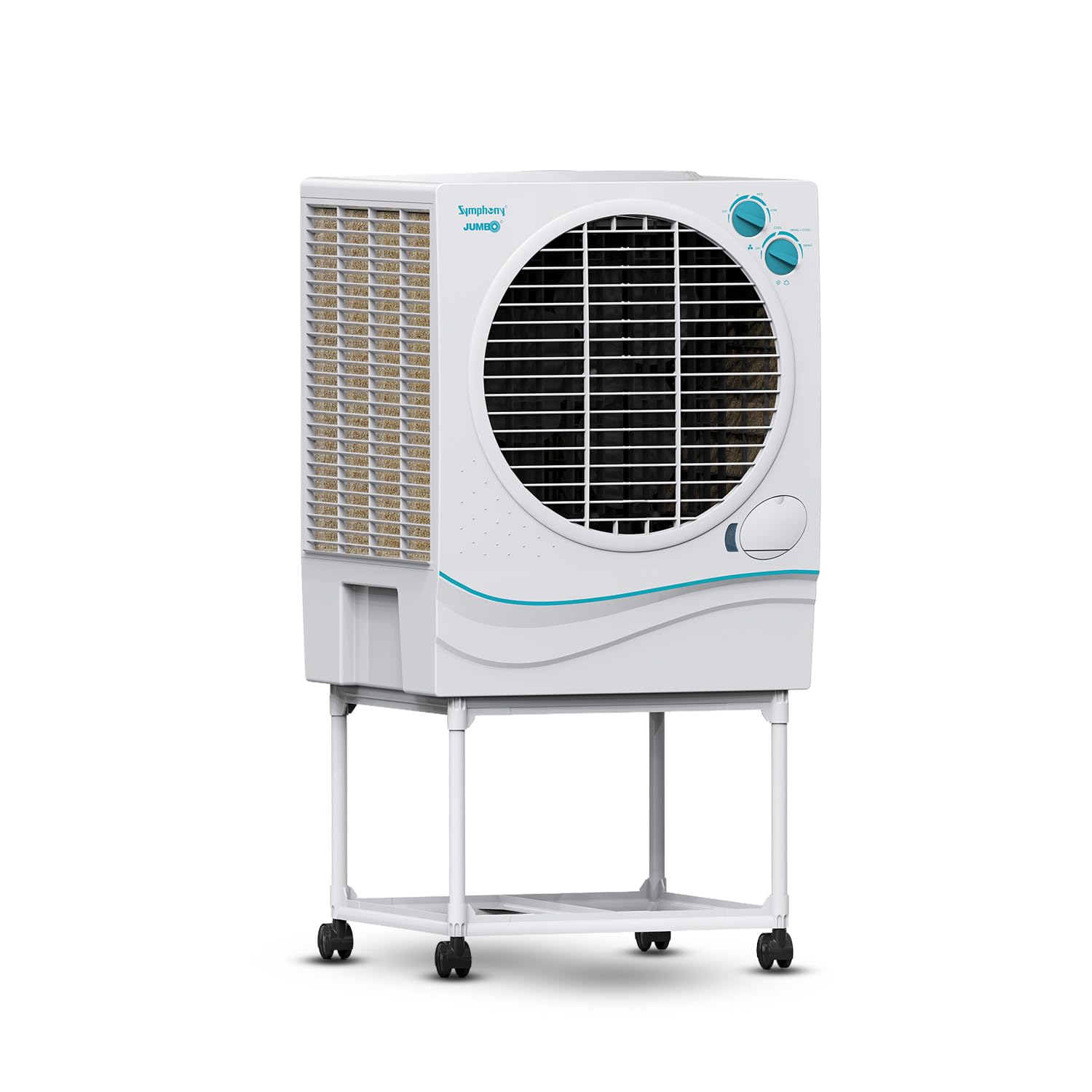 Symphony Jumbo 70 Desert Air Cooler for Home with Aspen Pads, Powerful Fan, Cool Flow Dispenser and Free Trolley (70L, White)-image-26