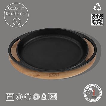 Lava Baking Container LV ECO o TV 1510 K4 Oval Plate Bowl and Plate, Wood, Dimensions 15 x 10 cm, Cast Iron, Black