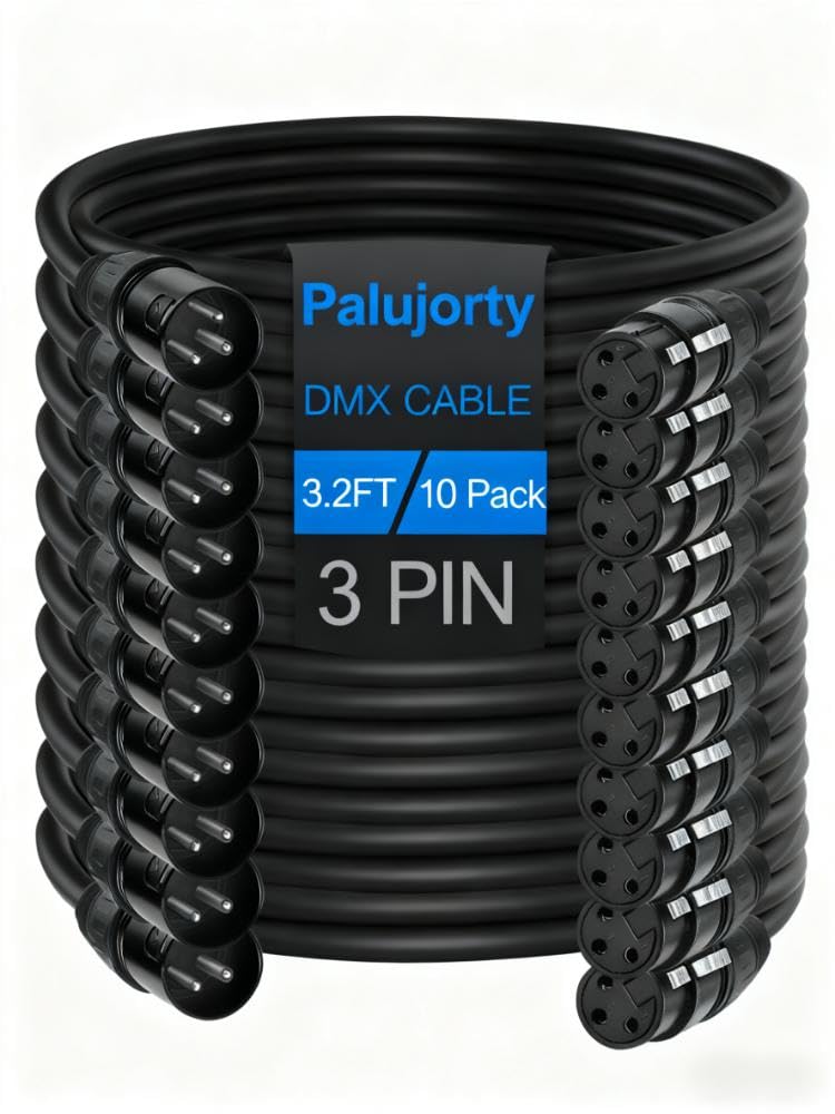 Amazon.com: 3 Pin DMX Cable Wire 10 Pack 3.2FT for Stage Light