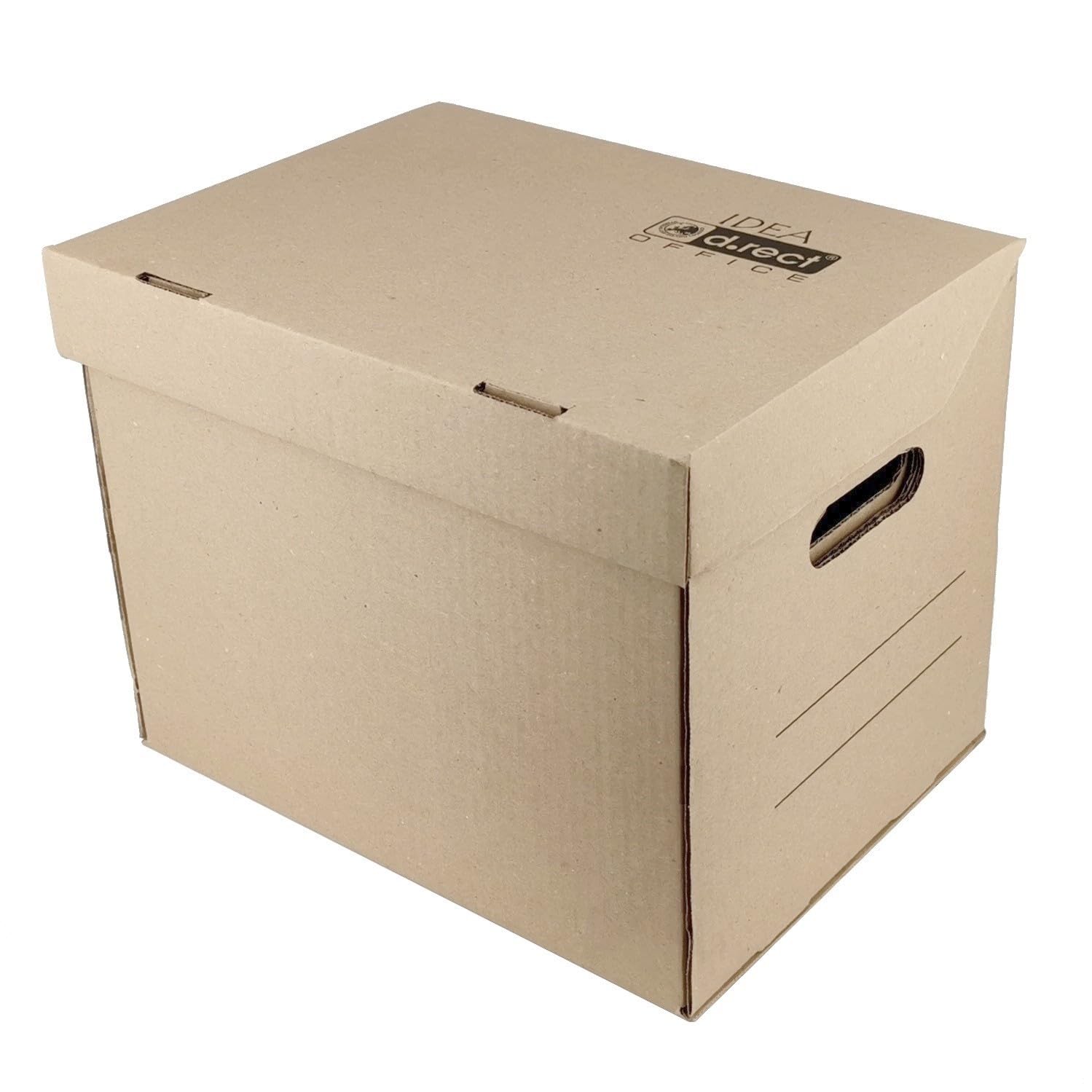 D.RECT Set 6 Scatole Archivio Cartone A4 con Coperchio - 250x340x260 mm, 360 g/m², Capacità 20 kg, pH Neutro - Ideale per Documenti Ufficio Casa Archivio Trasporto