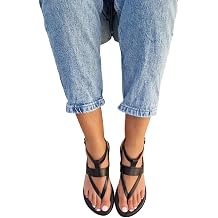 Handmade Greek Black Leather Sandals with a Luxuriously Soft Footbed, Crafted in Greece, Open Toe Flat Shoes, Metallic Buckles, Summer Flats