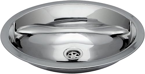 Ambassador Marine Fregadero ovalado de acero inoxidable con fondo redondo y acabado pulido