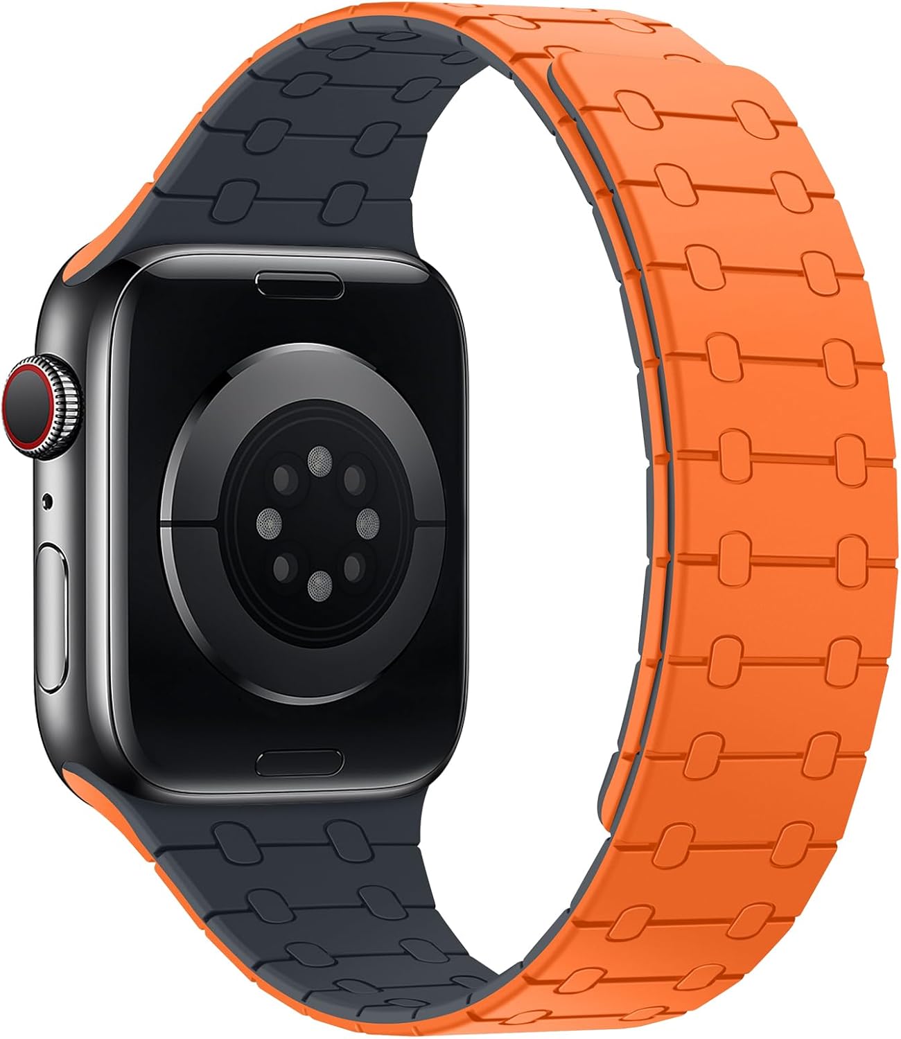 Amizee Magnetic Bands Compatible with Apple Watch Band 49/46/45/44/42/41/40/38mm Women Men, Sport Silicone Strap for iWatch Ultra 3/2/1 Series 11 10 9 8 7 6 5 4 SE3/2/1 (42/41/40/38, Orange Mid) - Image 2