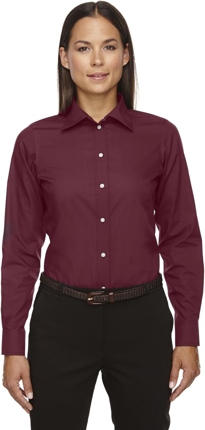 Devon & Jones Ladies' Crown Woven Collection™ Solid Broadcloth S BURGUNDY