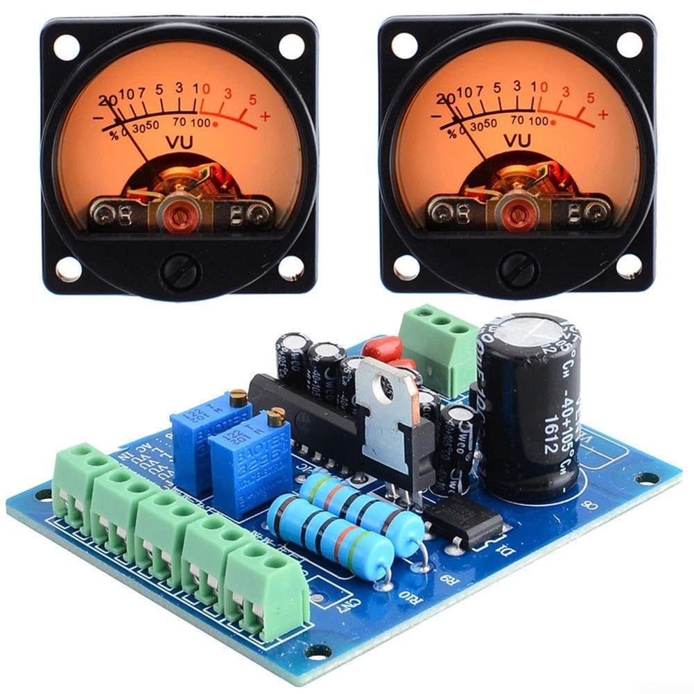 VU Meter, 2Pcs Analogico VU Meter Pannello Kit Retroilluminato Decibel/Livello Tester Con VU Driver Board