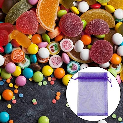 Goodtimera 100 Pieces Organza Bags 10 x 15 cm Organza Bags Fabric Bags Lavender Bags Gift Jewellery Bags Candy Bags dark purple