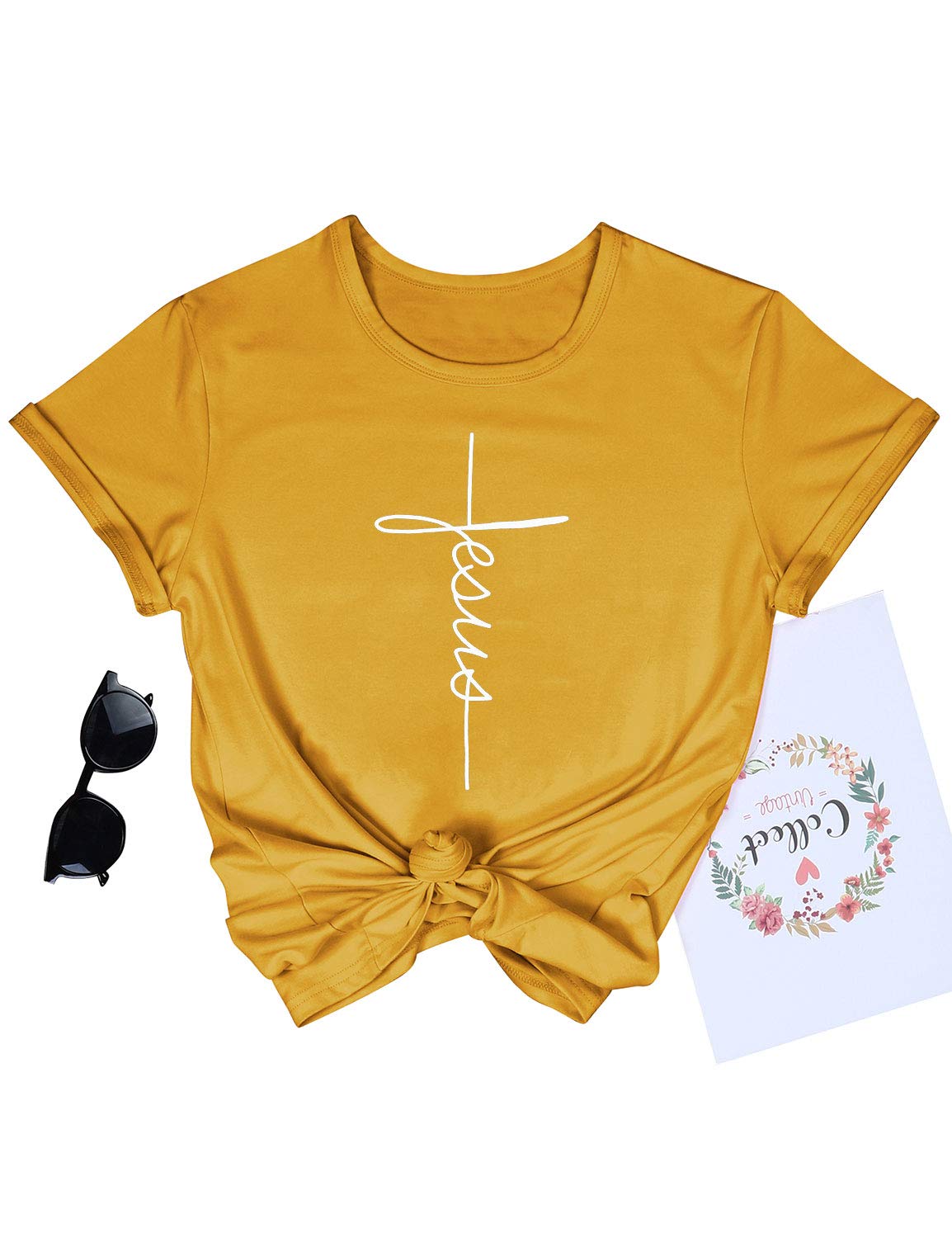 NlifeWomen Causal Jesus Letter Printed T-Shirt Christian Graphic Short Sleeve T-Shirt