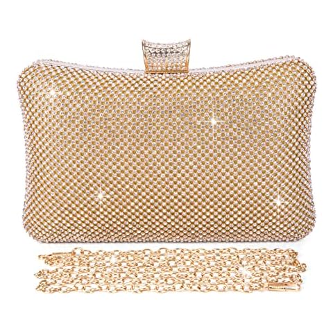 BAIGIO Bolso Fiesta Mujer Dorado con Anillo Diamante Cover