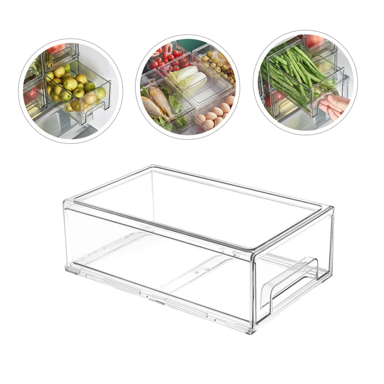 Große Transparente Kühlschrankbox aus Pet mit Leicht zu Reinigender Oberfläche und Platzsparendem Design für Gemüse und Obstaufbewahrung im Küchenschrank