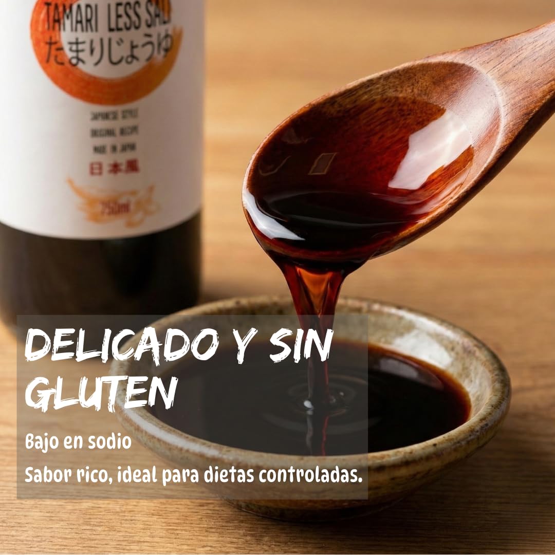 Umami Salsa de Soja Menos Sal 750ml - Baja en Sodio - Producida en Japón para Sushi y Wok