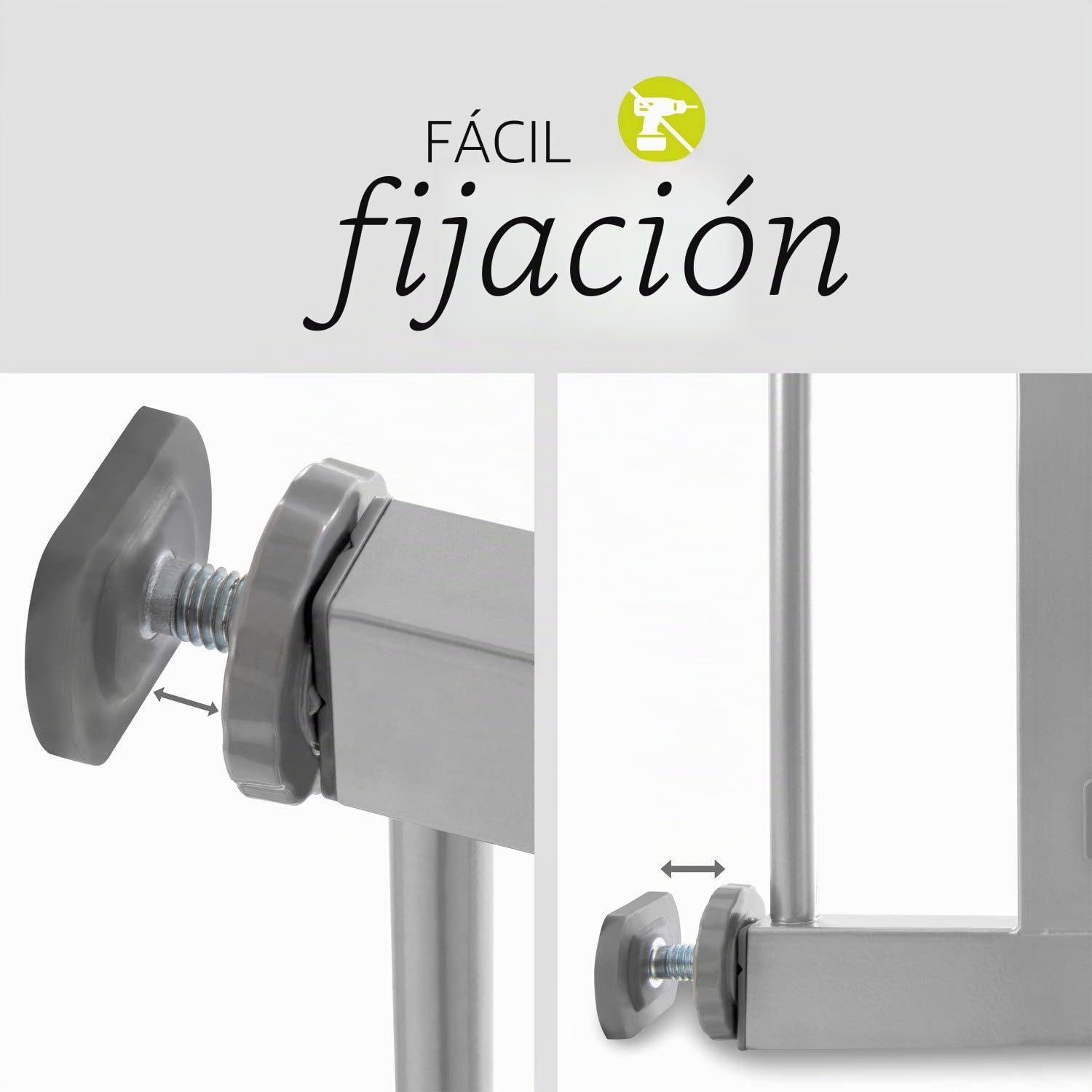 Hauck Barrera de Seguridad de Niños para Puertas y Escaleras Wood Lock 2 Safety incl. Extension 9 cm, Sin Agujeros, 84-89 cm, Metal y Madera (597392)