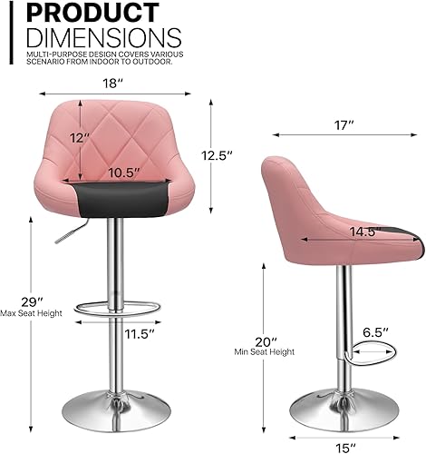 Miniatura 3 de MoNiBloom Juego de 4 taburetes para encimera de cocina, moderno taburete giratorio ajustable de piel sintética, sillas de encimera de isla de cocina