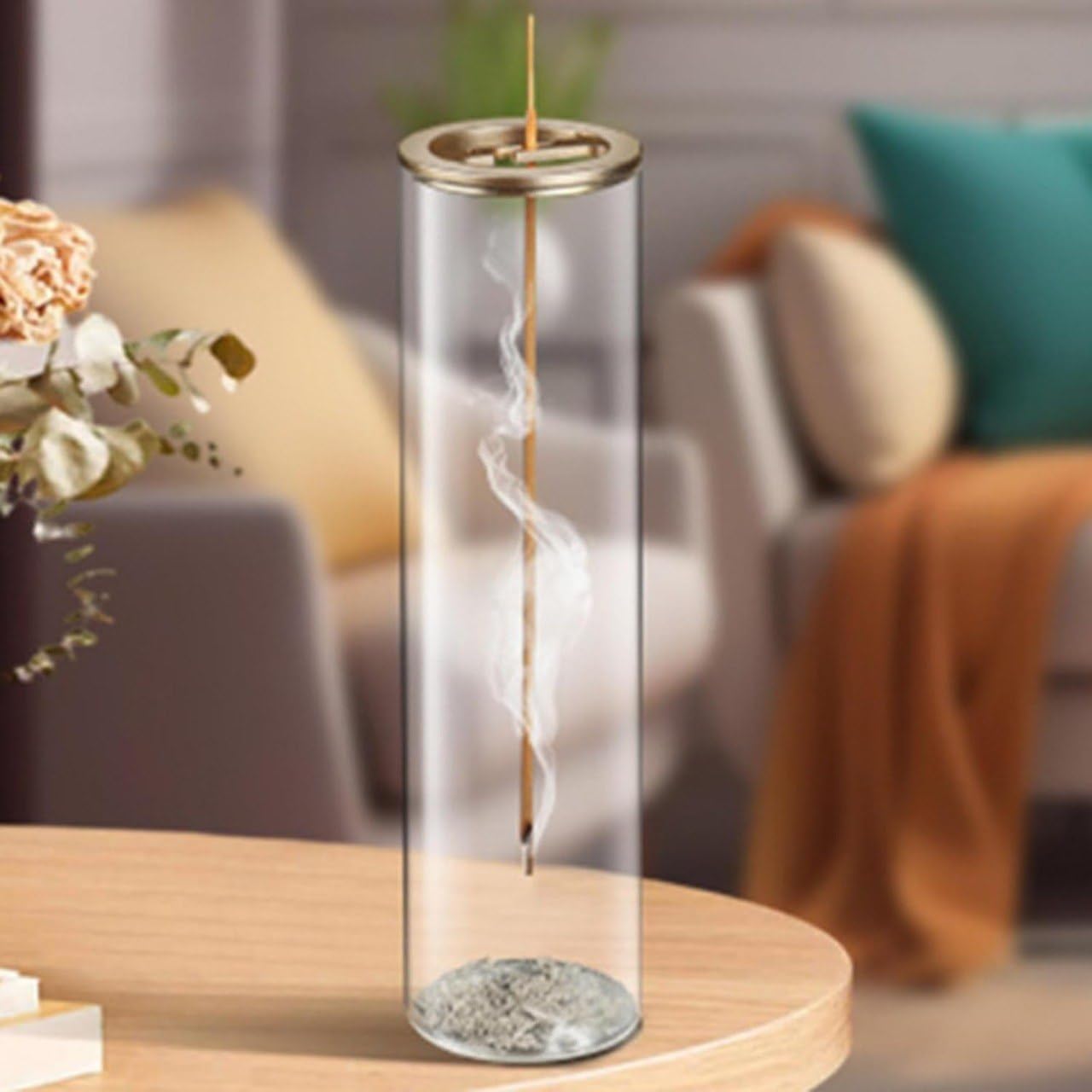 Premium Incense Holder, Upside Down Incense Burner with Ash Catcher for Sticks, Censer for Home, Yoga, and Room Décor, Smoke Waterfall Style Aromatherapy Stand (Glass Incense Holder)-picture-23