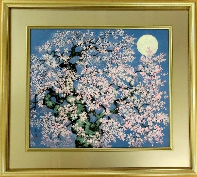 井上清治「月光桜花」F10 高級額装 真筆保証（真作保証） ドイツ語EU版