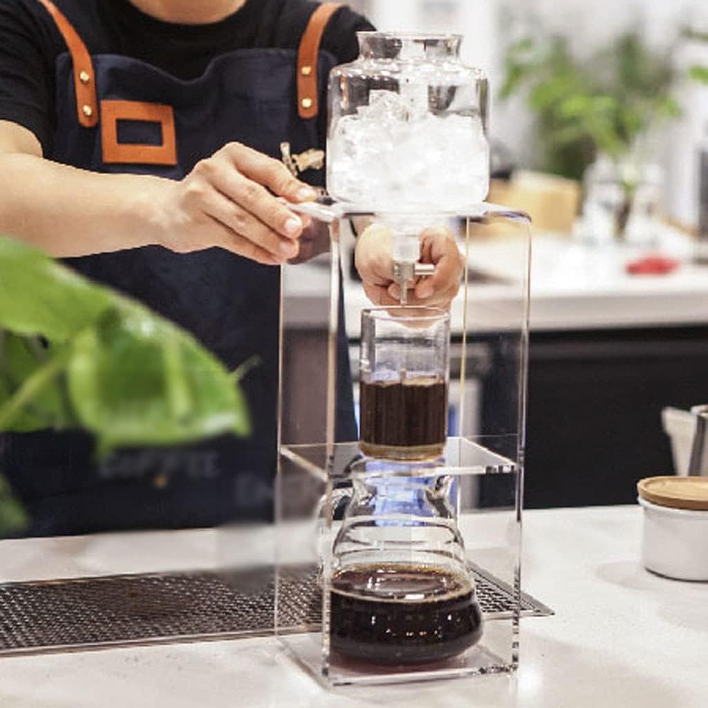 Habiba Iced Drip Coffee Maker Clear Siphon Coffee Maker, Acrylic Frame Coffee Maker, Multifunctional Creative Cold Brew Coffee Maker with Control Valve Reusable