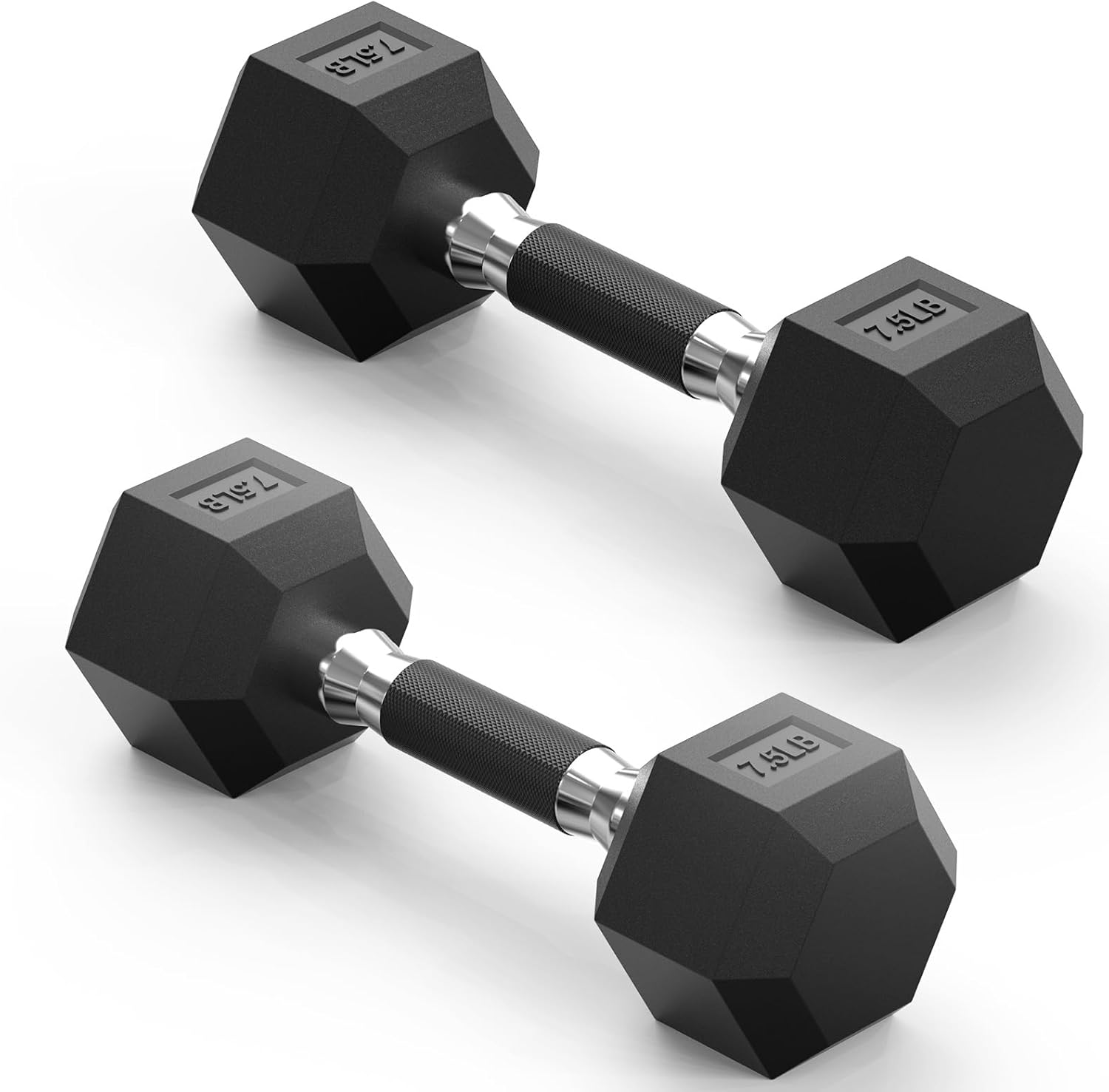 PAPABABE Hex Dumbbell Set with Rubber Grip, Odorless Rubber Coated Weight Fixed Dumbbells Set of 2, Weights for Women at Home, Hand Weights for Home Gym & Strength Training,Pesas Para Ejercicios