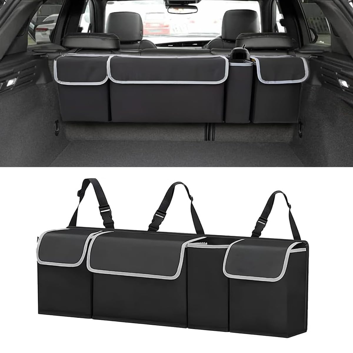 Car Trunk Organizer, KOWVOWZ Folding Car Boot Organiser Trunk Organiser Collapsible Waterproof Durable Multi Compartments for Hot Or Cold Food, Truck, Van, SUV, Travel Accessories