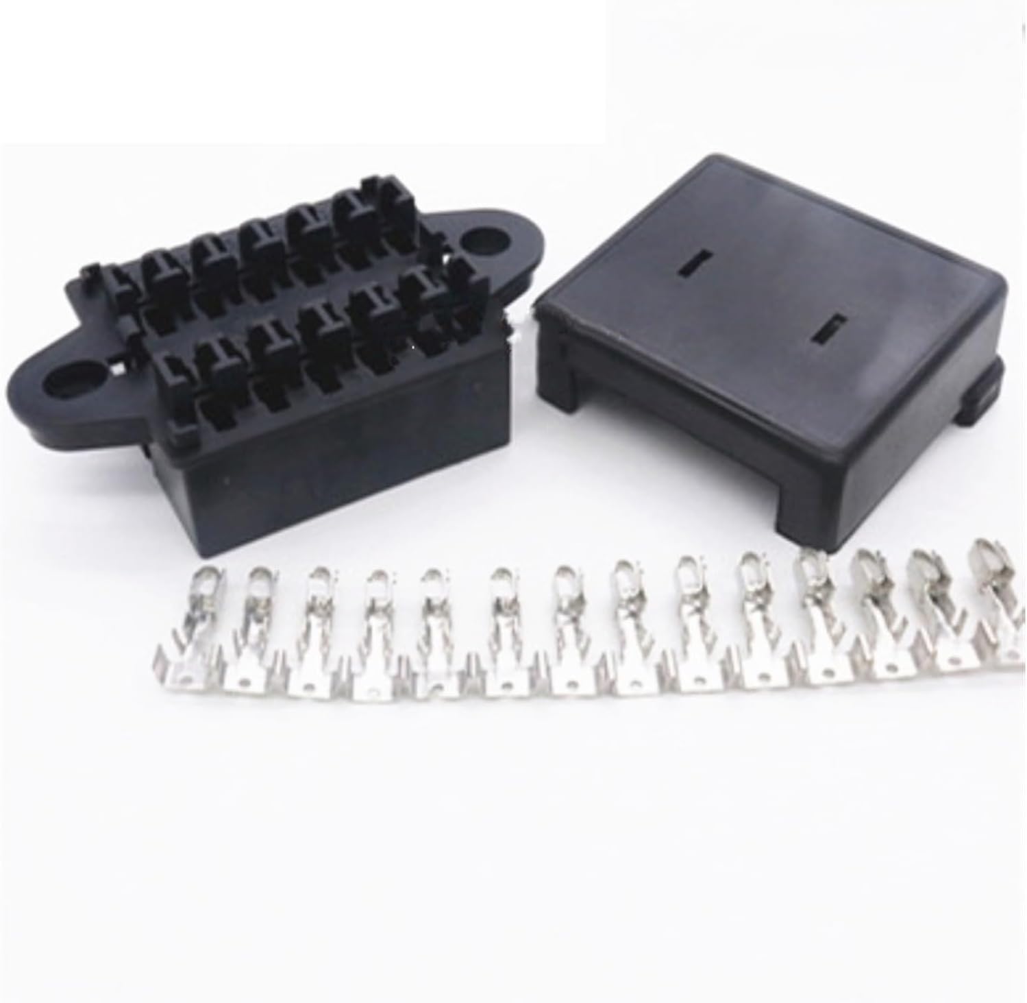 Double Row 12 Loop Road Medium Auto Relay Fuse Box with 24pcs Terminals BX2122 Car Insurance Holder for Cars, Electric Cars