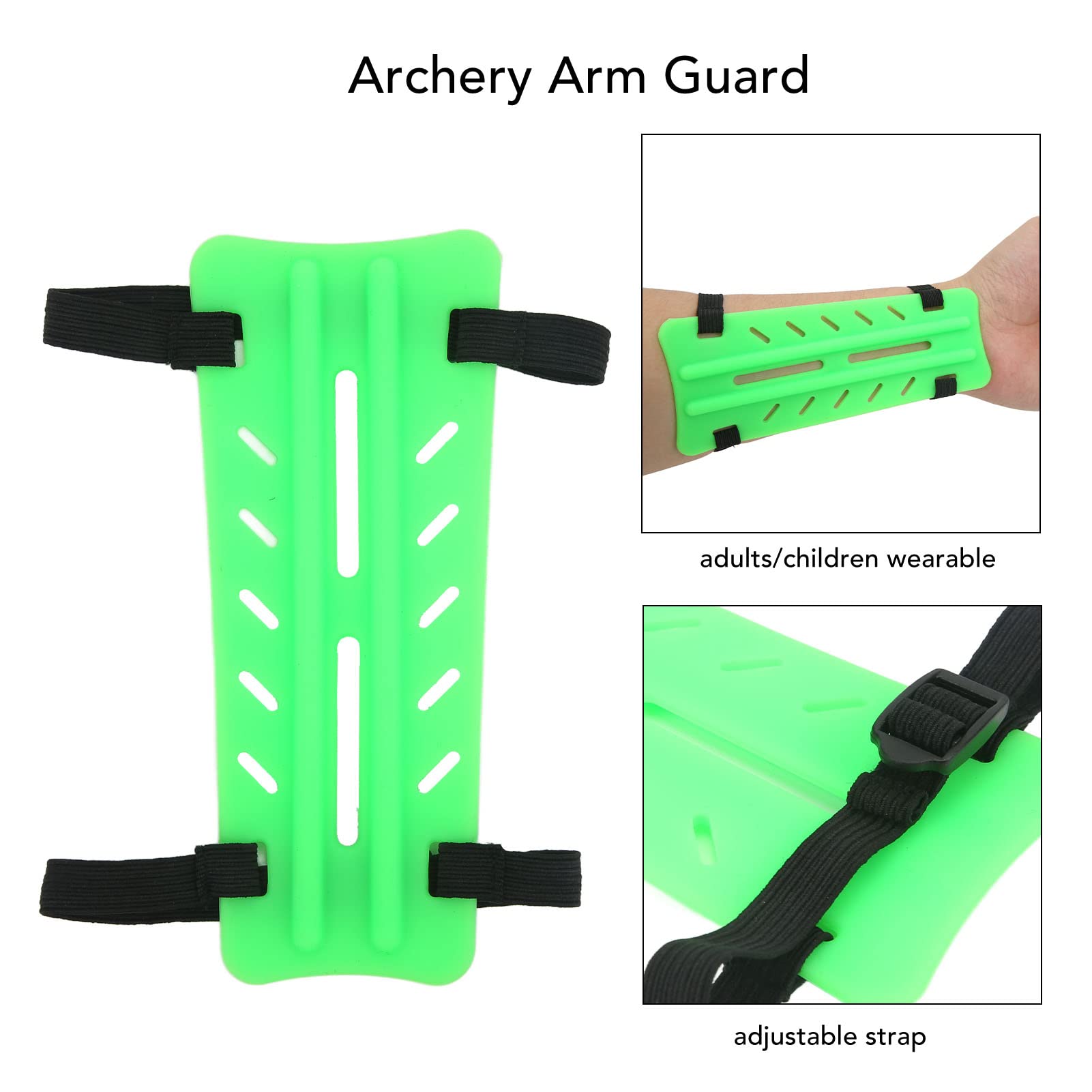 Bow Armguard, Hollow Shock Resistant 2 Strap Buckles Archery Arm Guard Comfortable for Training