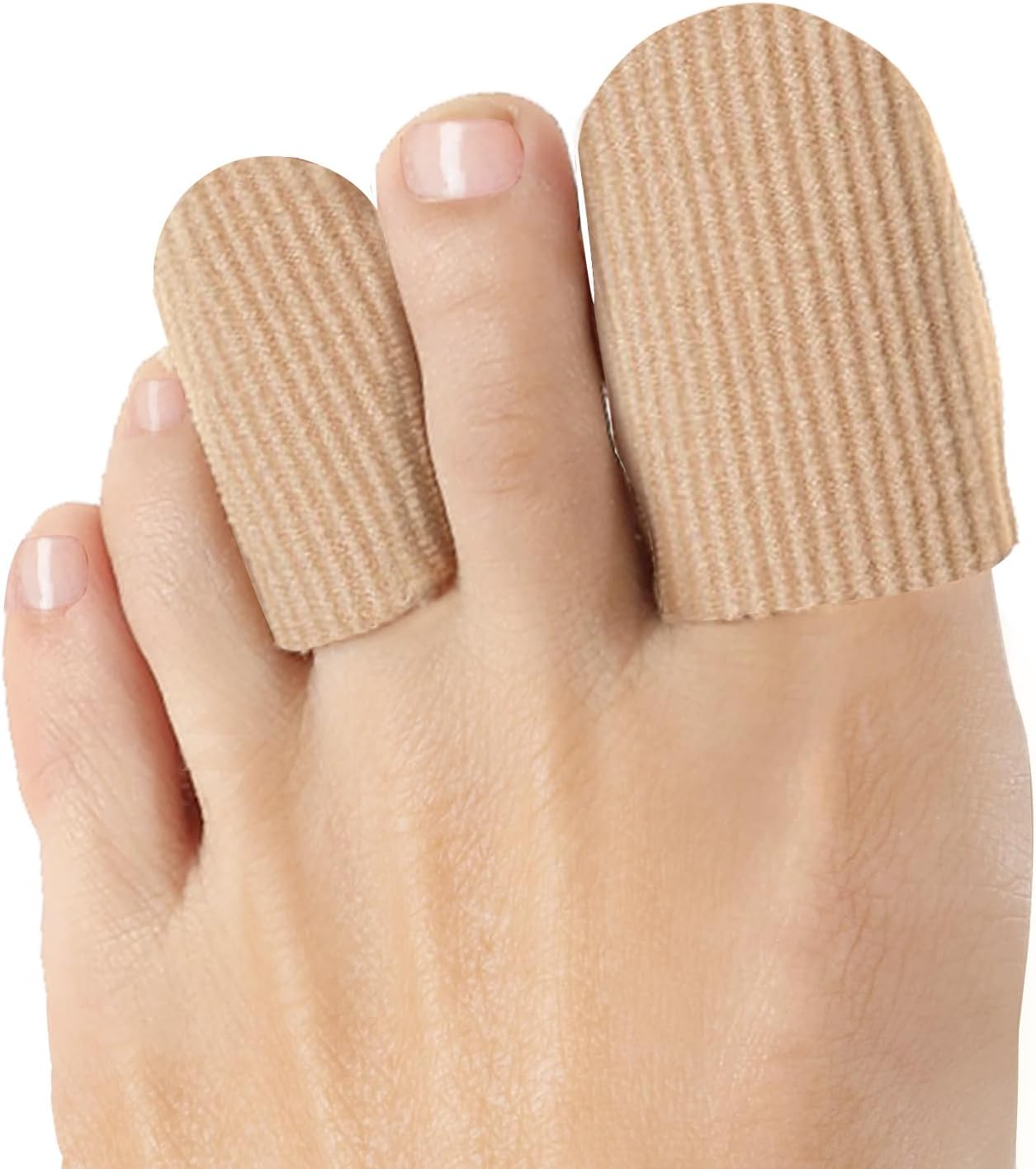 Welnove 10Pack Toe Caps Closed Toe Surface Fabric Sleeve Protectors with Gel Lining, Prevent Pain Relief for Corns, Blisters and Ingrown Toenails (Size Large + Size Medium)