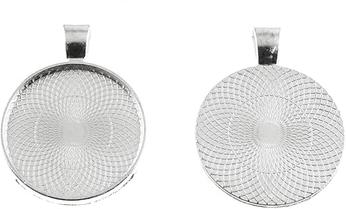 Miniatura 2 de Bandejas colgantes de bisel redondo, cabujón, base en blanco para manualidades, fotos, joyas, hallazgos, fabricación de accesorios, Plata Plata