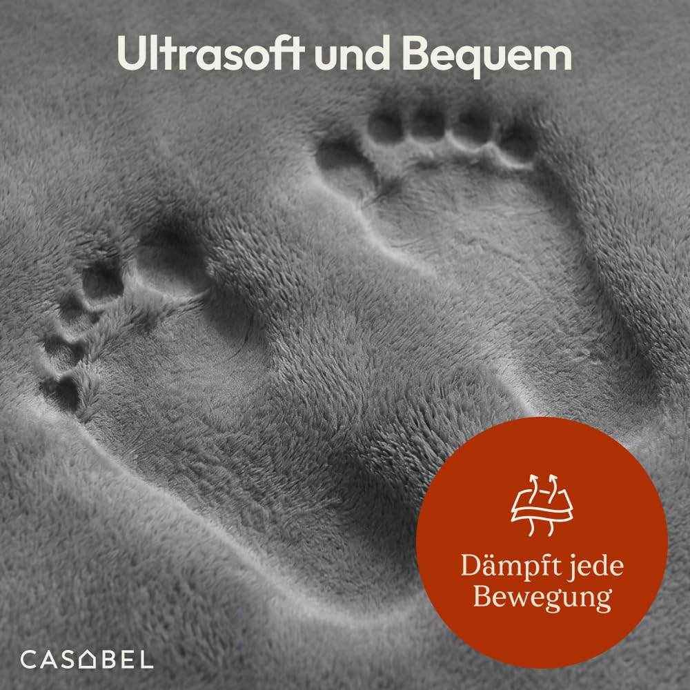 CASABEL Baby-Spielmatte aus Samt, dick und weich, 150x180cm, Grau | 2,5 cm dick, komfortabler Schaum, rutschfeste Unterseite, leicht zu reinigen, ideal zum Spielen und Krabbeln, Babyzimmer