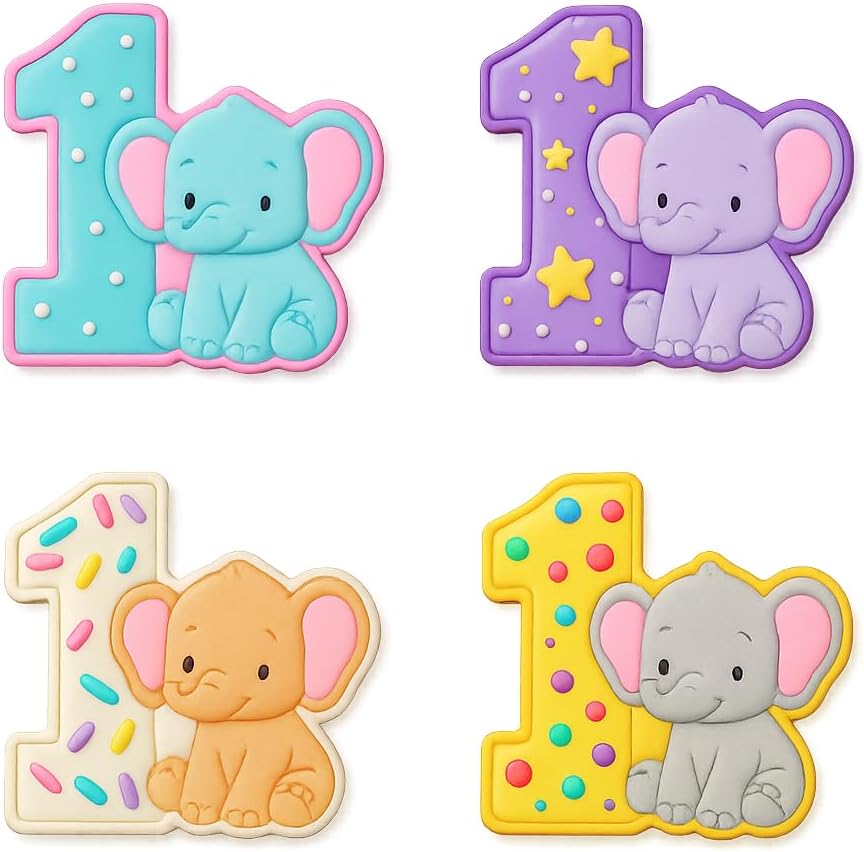 Mighty Gadget Number 1 with Elephant Cookie Cutter & Stamp - 4x3.5" Adorable Design for 1 Year Old Birthday (Random Color) image 4