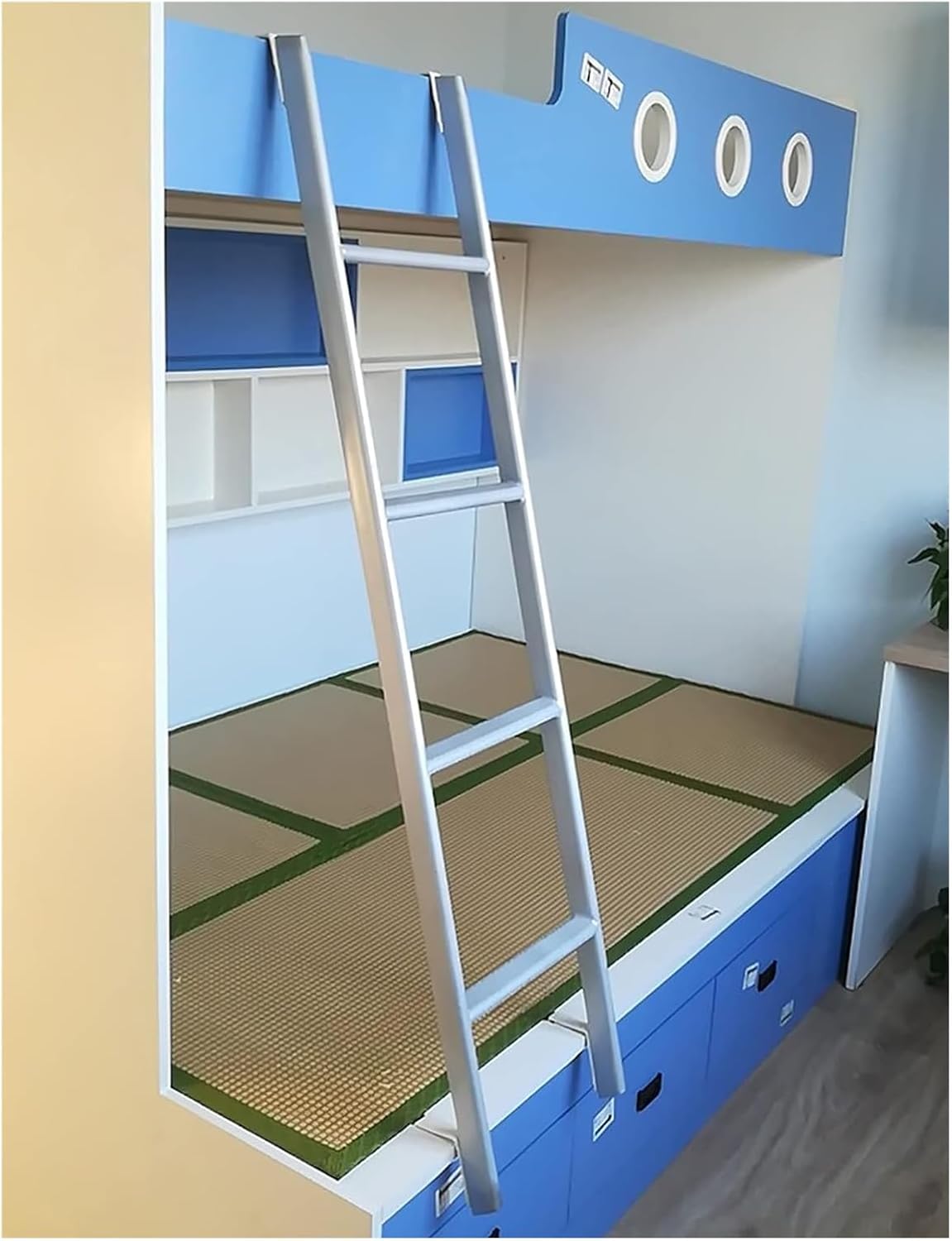 Bunk Ladder, Bunk Ladder Compatible, Heavy Duty Iron Twin Bunk Bed Ladder/Loft Bed Ladder/Elevated Bed, Bedroom/Dormitory Use (Color : Silver, Size : 1.5m)
