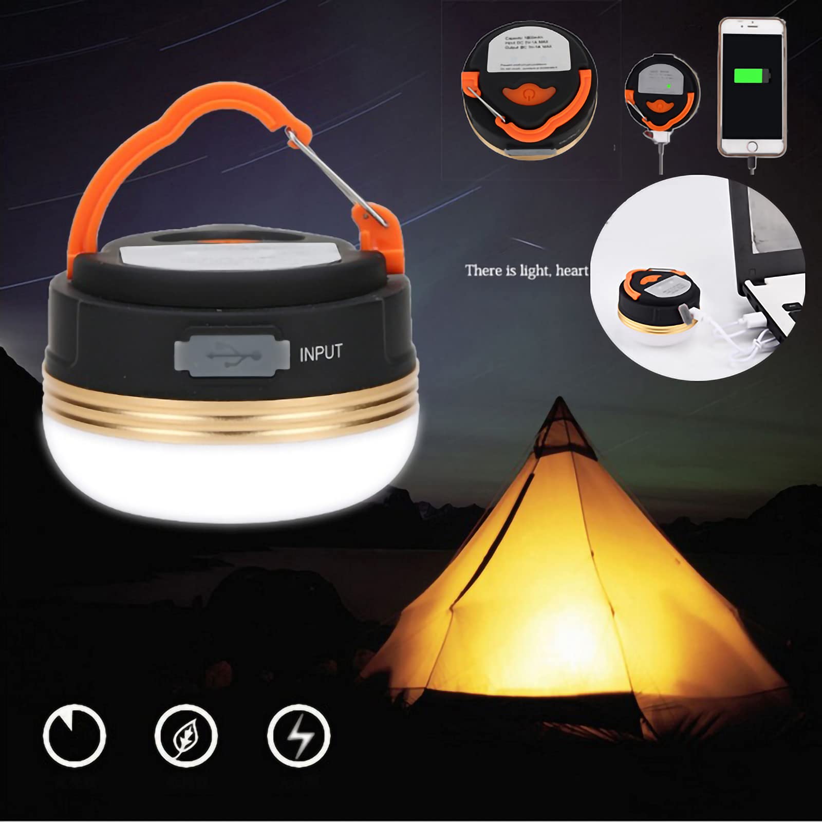 Przenośny namiot rodzinny typu pop-up Campitent dla 4 osób, wodoodporny, z możliwością natychmiastowego rozstawienia, z USB, przenośny namiot turystyczny Campilight, przenośny i składany, 2