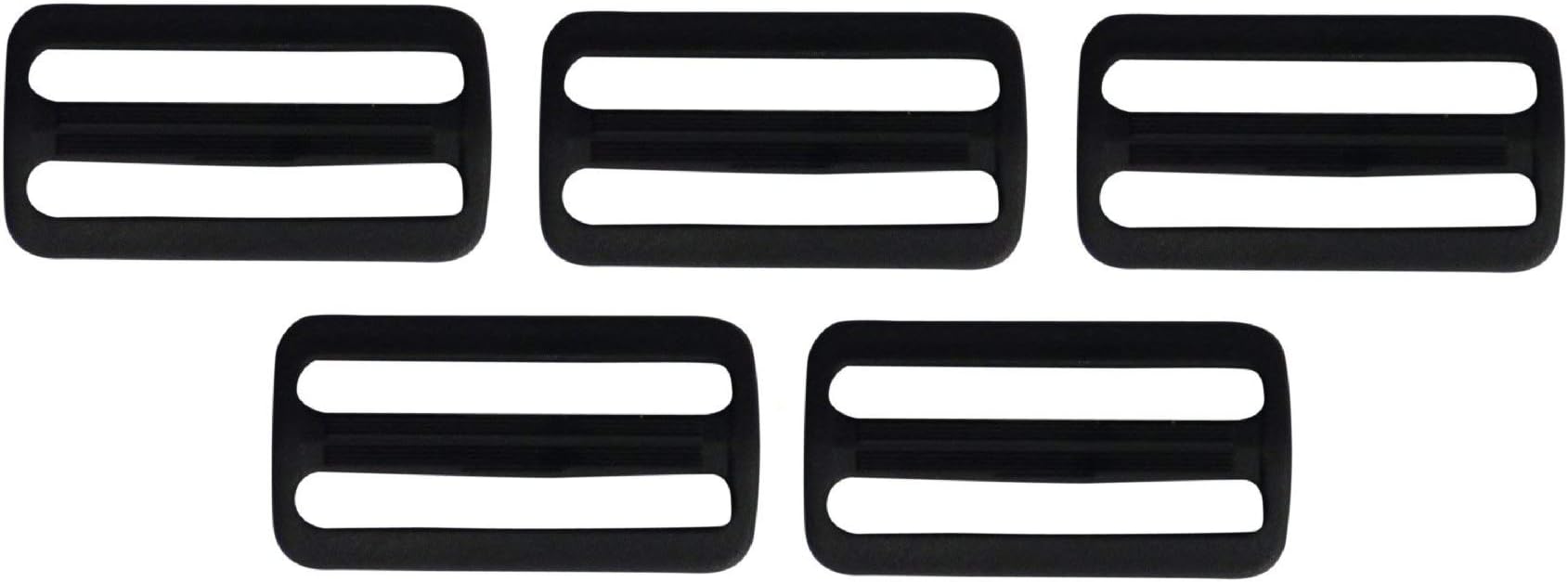 Shapenty 2-Inch Black Plastic Tri-glide Slides - Adjustable Buckles For Belts, Backpacks & Straps (8-Pack)