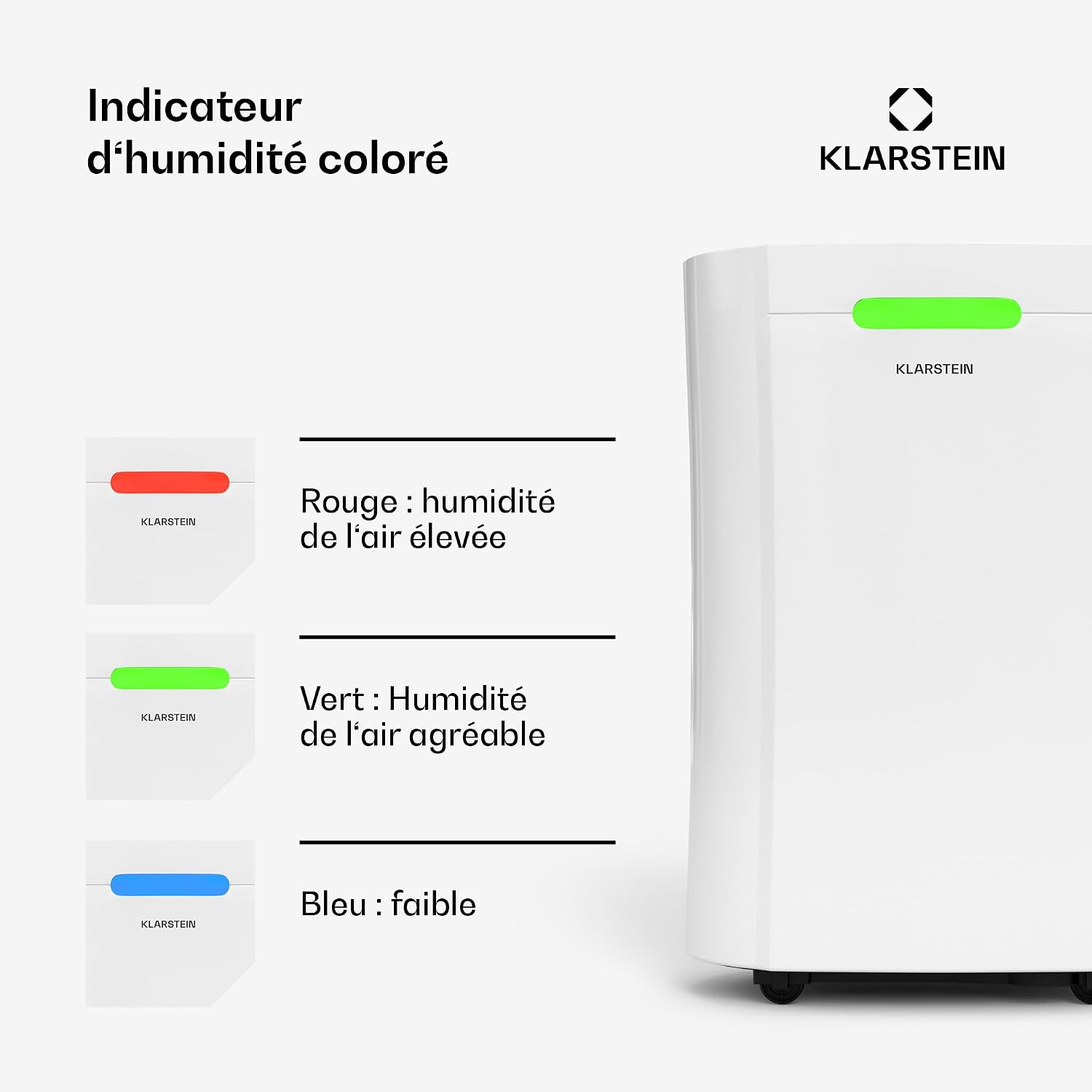 Klarstein AeroDry Smart 12l déshumidificateur d'air - 12 L/jour, réservoir 2,5 L, WiFi, Alexa, affichage LED, seulement 39 dB, filtre à charbon actif, minuterie, déshumidificateur Intelligent, blanc — vue 5